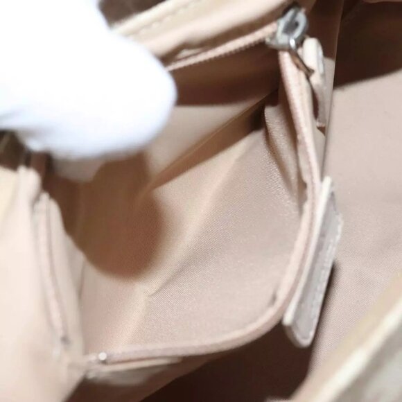 Christian Dior Trotter Canvas Romantic Hand Bag PVC Beige Silver Auth 100673 - Picture 15 of 16